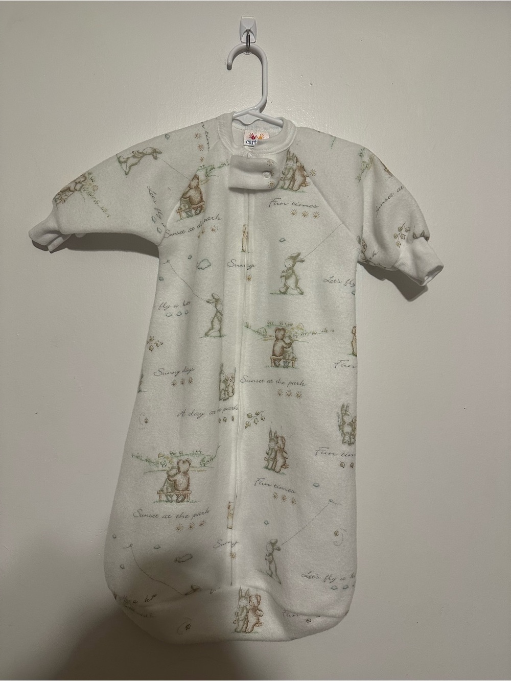 Vintage Carters White  Baby Sleep Sack  with Woodland Print
